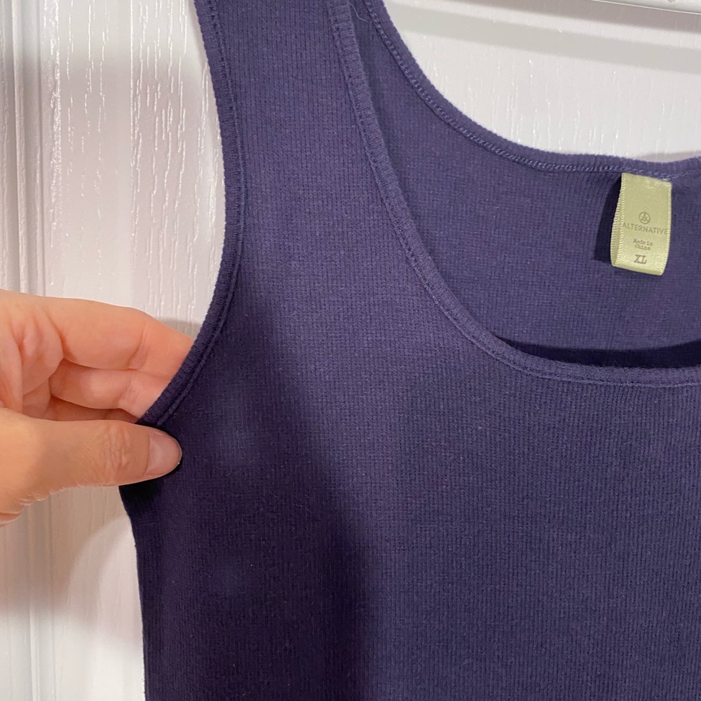 NEW Alternative Apparel Ribbed Knit Tank Top Navy Blue Stretch Cotton XL - Picture 2 of 5